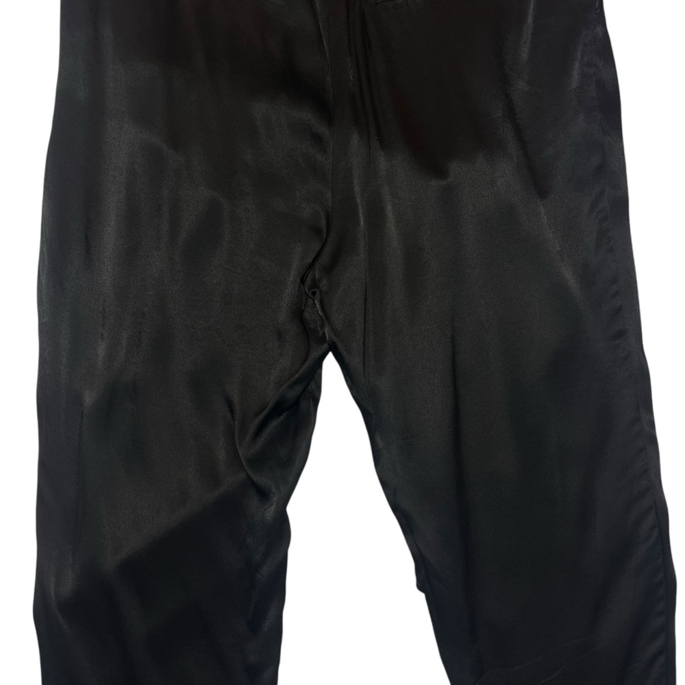 Anthropologie ett:twa Satin Black Tie Waist Wide Leg Trouser Ankle Pants Size 14 - Picture 12 of 16
